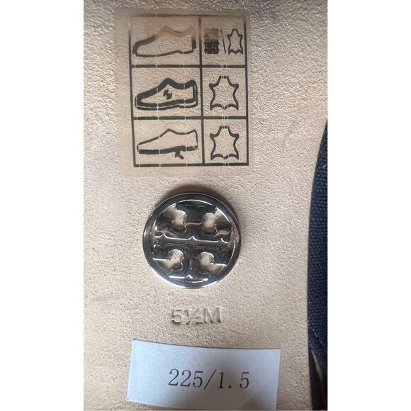 Tory Burch Navy Blue/White Polka Dot Canvas and Leather Spencer Slingback Pumps - Picture 10 of 10